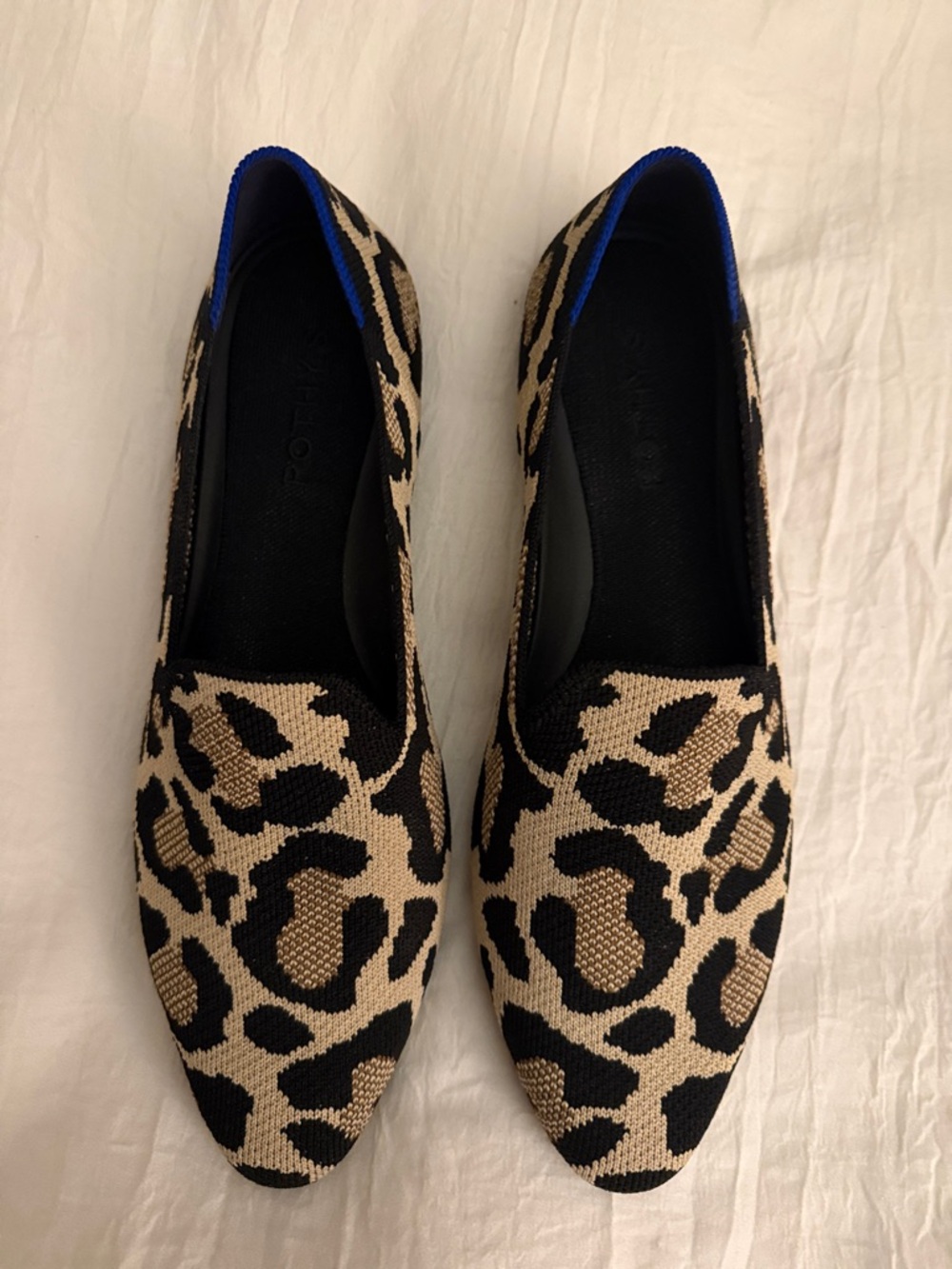 Rothy’s Leopard Print Knit Slip-On Flats - Beige and Black size 8.5